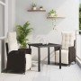 Conjunto de Comedor de Jardín 3 pcs Marrón Poliratán