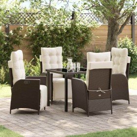 Conjunto de Comedor de Jardín 5 pcs Marrón Poliratán