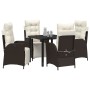 Conjunto de Comedor de Jardín 5 pcs Marrón Poliratán
