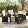 Conjunto de Comedor de Jardín 5 pcs Marrón Poliratán