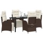 Conjunto de Comedor de Jardín 5 pcs Marrón Poliratán