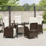 Conjunto de Comedor de Jardín 5 pcs Marrón Poliratán