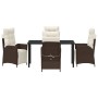 Conjunto de Comedor de Jardín 5 pcs Marrón Poliratán