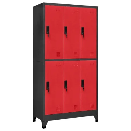 Anthracite gray and red steel locker 90x45x180 cm by vidaXL, Lockers and storage cabinets - Ref: Foro24-339801, Price: 326,02...