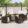 Conjunto de Comedor de Jardín 5 pcs Marrón Poliratán