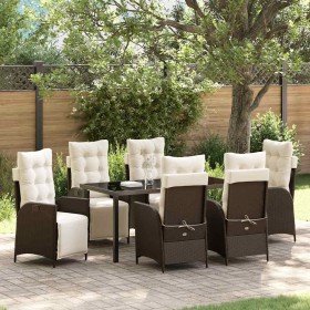 Conjunto de Comedor de Jardín 7 pcs Marrón Poliratán Conjunto de Comedor de Jardín 7 pcs Marrón Poliratán