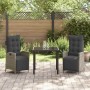 Conjunto de Comedor de Jardín 3 pcs Gris Poliratán