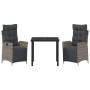 Conjunto de Comedor de Jardín 3 pcs Gris Poliratán