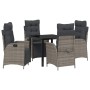 Conjunto de Comedor de Jardín 5 pcs Gris Poliratán