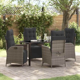 Conjunto de Comedor de Jardín 5 pcs Gris Poliratán
