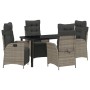 Conjunto de Comedor de Jardín 5 pcs Gris Poliratán