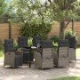 Conjunto de Comedor de Jardín 7 pcs Gris Poliratán