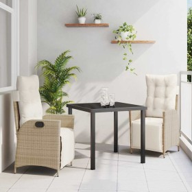 Conjunto de Comedor de Jardín 3 pcs Beige Poliratán