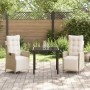 Conjunto de Comedor de Jardín 3 pcs Beige Poliratán