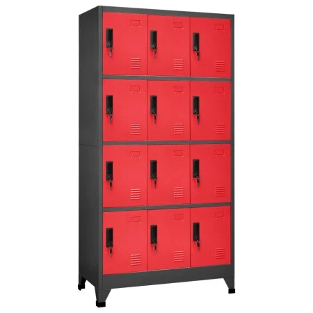 Anthracite gray and red steel locker 90x45x180 cm by vidaXL, Lockers and storage cabinets - Ref: Foro24-339817, Price: 326,35...