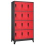 Anthracite gray and red steel locker 90x45x180 cm by vidaXL, Lockers and storage cabinets - Ref: Foro24-339817, Price: 298,14...