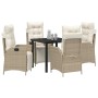 Conjunto de Comedor de Jardín 5 pcs Beige Poliratán