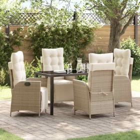 Conjunto de Comedor de Jardín 5 pcs Beige Poliratán