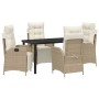 Conjunto de Comedor de Jardín 5 pcs Beige Poliratán