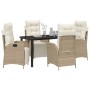 Conjunto de Comedor de Jardín 5 pcs Beige Poliratán