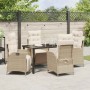 Conjunto de Comedor de Jardín 5 pcs Beige Poliratán