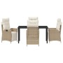 Conjunto de Comedor de Jardín 5 pcs Beige Poliratán