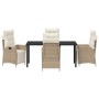 Conjunto de Comedor de Jardín 5 pcs Beige Poliratán