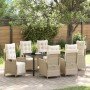 Conjunto de Comedor de Jardín 7 pcs Beige Poliratán