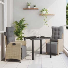 Conjunto de Comedor de Jardín 3 pcs Beige Poliratán
