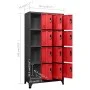 Anthracite gray and red steel locker 90x45x180 cm by vidaXL, Lockers and storage cabinets - Ref: Foro24-339817, Price: 326,35...