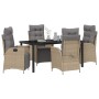 Conjunto de Comedor de Jardín 5 pcs Beige Poliratán