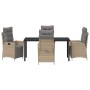 Conjunto de Comedor de Jardín 5 pcs Beige Poliratán