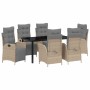 Conjunto de Comedor de Jardín 7 pcs Beige Poliratán
