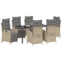 Conjunto de Comedor de Jardín 7 pcs Beige Poliratán