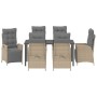 Conjunto de Comedor de Jardín 7 pcs Beige Poliratán