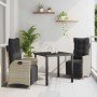 Conjunto de Comedor de Jardín 3 pcs Gris Claro Poliratán