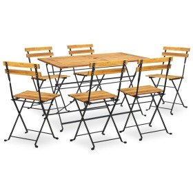 Comedor de jardín plegable 7 piezas de madera maciza de acacia