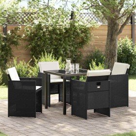 Conjunto de Comedor de Jardín 5 pcs Negro ratán sintético
