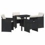 Conjunto de Comedor de Jardín 5 pcs Negro ratán sintético
