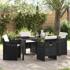Conjunto de Comedor de Jardín 5 pcs Negro ratán sintético