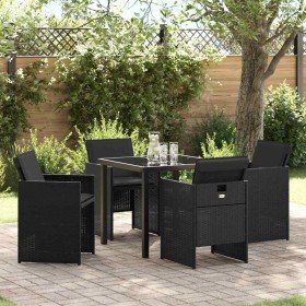 Conjunto de Comedor de Jardín 5 pcs Negro ratán sintético