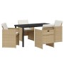Conjunto de Comedor de Jardín 5 pcs Beige ratán sintético