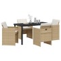 Conjunto de Comedor de Jardín 5 pcs Beige ratán sintético