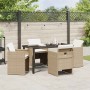 Conjunto de Comedor de Jardín 5 pcs Beige ratán sintético