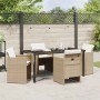 Conjunto de Comedor de Jardín 5 pcs Beige ratán sintético