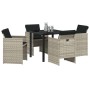 Conjunto de Comedor de Jardín 5 pcs Gris Claro ratán sintético
