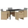Conjunto de Comedor de Jardín 5 pcs Beige ratán sintético
