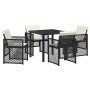 Conjunto de Comedor de Jardín 5 pcs Negro ratán sintético
