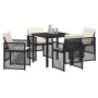 Conjunto de Comedor de Jardín 5 pcs Negro ratán sintético