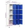 Grauer und blauer Stahlschrank 90x45x180 cm von vidaXL, Schließfächer und Lagerschränke - Ref: Foro24-339818, Preis: 336,73 €...